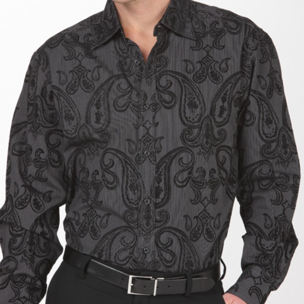 Black Dress shirt with Flocked Design